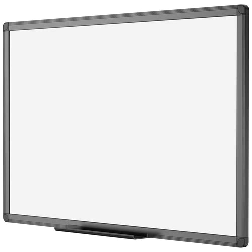 VIZ-PRO Whiteboard magnetisch 120 x 90 cm, schwarzer Aluminiumrahmen, mit Stiftablage