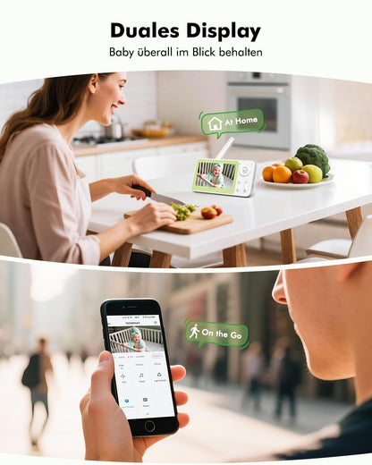 YESIMOM Babyphone mit Kamera 1080P, WLAN, Nachtsicht, 2-Wege-Audio