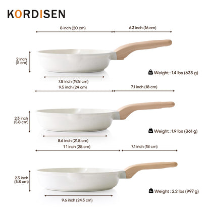Kordisen Antihaft Keramikpfannen Set Induktion 3-teilig 20/24/28 cm
