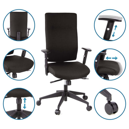 hjh OFFICE PRO-TEC 300 Profi Bürodrehstuhl Stoff Schwarz