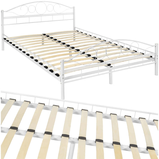 tectake® Metallbett Doppelbett mit Lattenrost 200x140cm Weiss. Das weiße Metallbett bietet zwei Schlafplätze inklusive Lattenrost.