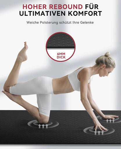 HAPBEAR Yogamatte XXL aus TPE, rutschfest, 183 x 91 cm, 6 mm