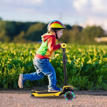 Yoleo Kinderscooter Dreirad Leuchtrollen höhenverstellbar - Gelb