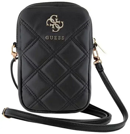 Guess Zip Quilted 4G Handytasche Schwarz mit Reissverschluss