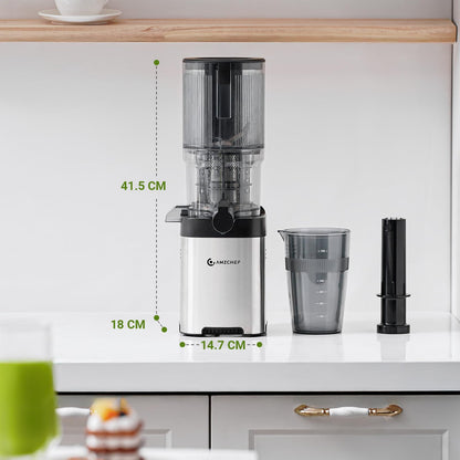 AMZCHEF Slow Juicer 135KJBY Entsafter mit 136 mm Einwurfschacht