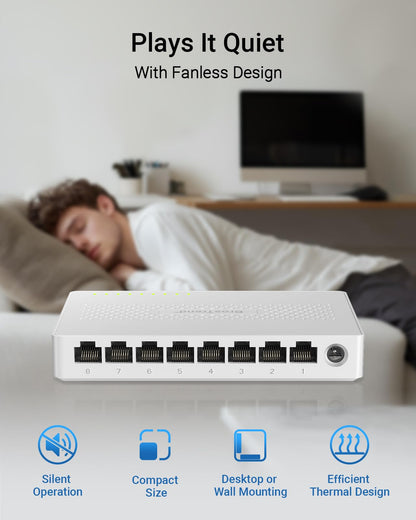 BrosTrend 2.5G 8 Port Unmanaged Netzwerk Switch Lüfterlos