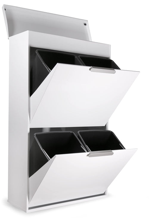 ARREGUI Ecoclas Plus CR621-E Mülltrennsystem mit Box 4x17L weiss. Rechteckiges 4-Fach-System zur häuslichen Abfalltrennung.