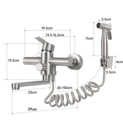 Wandarmatur Küche drehbar Spritzpistole Edelstahl gebuerstet