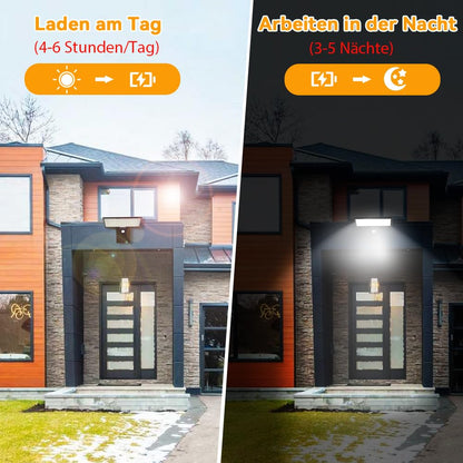 JESLED Solar-Aussenleuchte, 90 LEDs, Bewegungsmelder, IP65, 4er-Set
