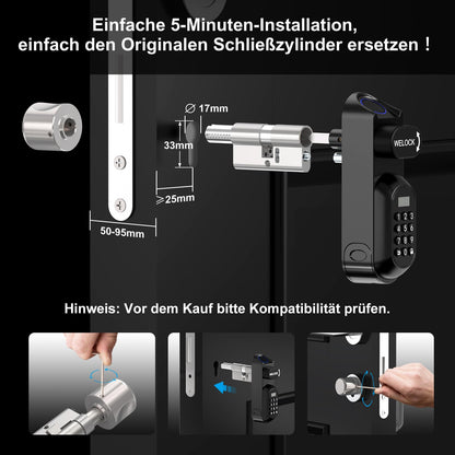 WELOCK U81 Ultra Smartes Türschloss mit Fingerabdruck, App und RFID