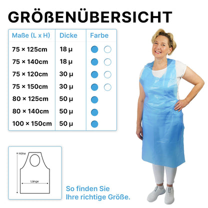 ARNOMED PE Einwegschürzen – 1.000 Stk, Blau, 75x140cm