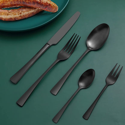 Bestdin Essbesteck 60tlg. für 12 Pers. Edelstahl – Schwarz Matt