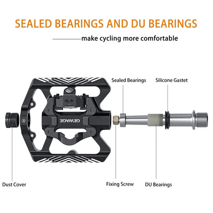 GEWAGE Klickpedale 2-in-1 SPD Plattformpedale 9/16 Zoll für MTB