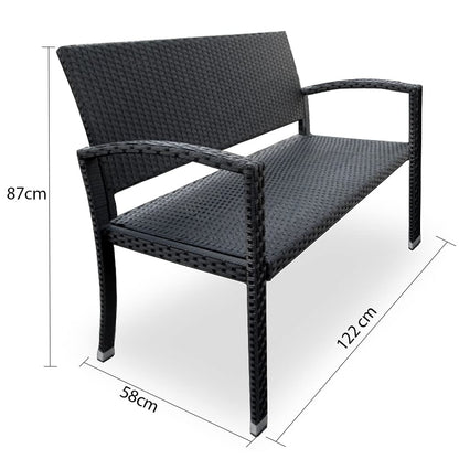 Casaria® Gartenbank Polyrattan Kunststoff Wetterfest – Schwarz