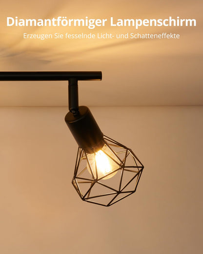 Gr4tec Deckenstrahler Schwarz 4-flammig E14 Vintage Industrial
