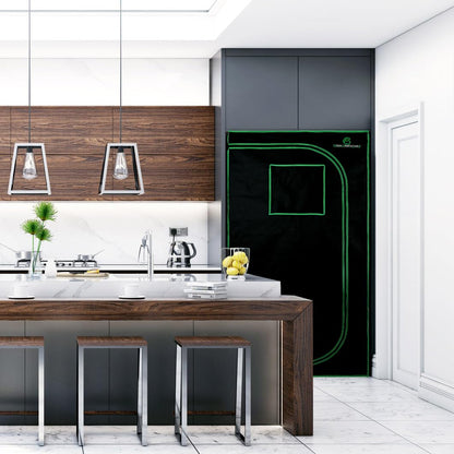 GA Growzelt 100x100x200 cm - Mylar Pflanzenzelt Schwarz