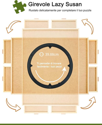 Profi drehbares Puzzlebrett 1500 Teile mit Schubladen & Abdeckung