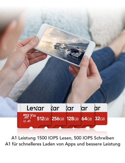 Lexar microSD Speicherkarte 32GB, 3er-Pack mit SD-Adapter, UHS-I U3