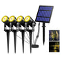 T-SUN Solar Gartenstrahler 4er-Set, LED Solarleuchte warmweiss IP65, vier schwenkbare Spots mit Erdspiess
