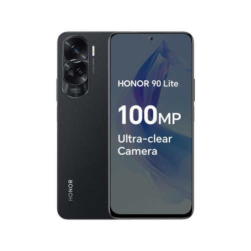 HONOR 90 Lite 5G Smartphone - 8 GB RAM, 256 GB, Schwarz. Schwarzes Smartphone mit Display für Telefonie, Internet und Fotos.