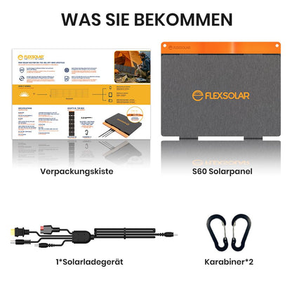 Flexsolar Solarladegerät 60W - Faltbar Wasserdicht IP67