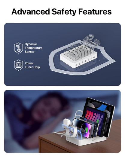 SooPii USB Ladestation CS60, 60W 6-Port mit PD 20W Schnellladung