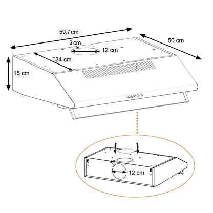 NEG NEG15-ATRW Unterbau-Dunstabzugshaube Edelstahl 60cm Weiss