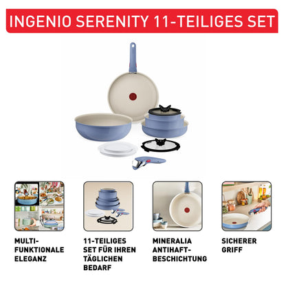 Tefal Ingenio Serenity Kochgeschirr-Set 11-teilig, Blue Salt