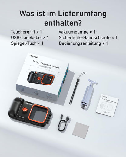 TELESIN Unterwasser Handyhülle wasserdicht mit Bluetooth-Fernauslöser