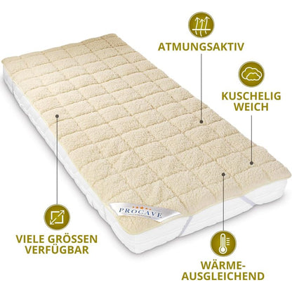 PROCAVE weiches Unterbett Lammflor Schurwolle 160x200 cm