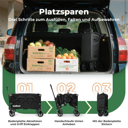 SLIDBEAT XL Faltbarer Bollerwagen 120L - All Terrain Räder