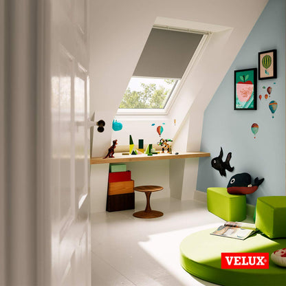 VELUX Original Verdunkelungsrollo Hellbeige SK06 - weisse Schiene