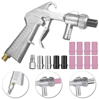 EUMAYES Sandstrahlpistole Set Druckluft mit 12 Düsen und Schlauch
