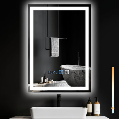 Mursche LED Badspiegel 50x70 cm mit Beleuchtung und Touch-Schalter, rechteckig, für Wandmontage