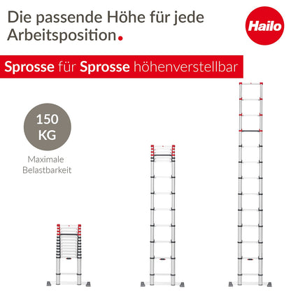 Hailo T80 FlexLine Alu-Sicherheits-Teleskopleiter - 13 Sprossen