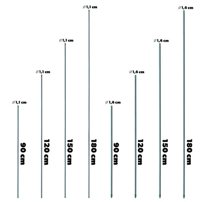 KADAX Pflanzstäbe 180 cm, 15er Set Rankstäbe aus beschichtetem Stahl