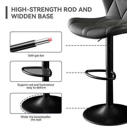 Hawthyhome Barhocker 2er Set Höhenverstellbar mit Rückenlehne – Schwarz