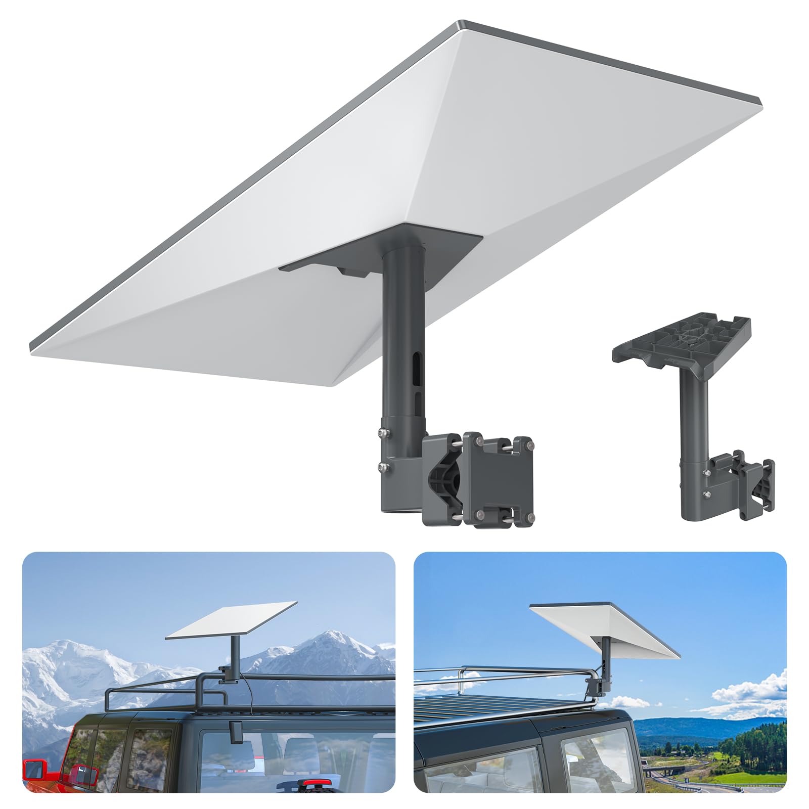 XLTTYWL Starlink Gen 3 Halterung, 360° verstellbar, Aluminium in Grau mit Rohradapter für Mastmontage