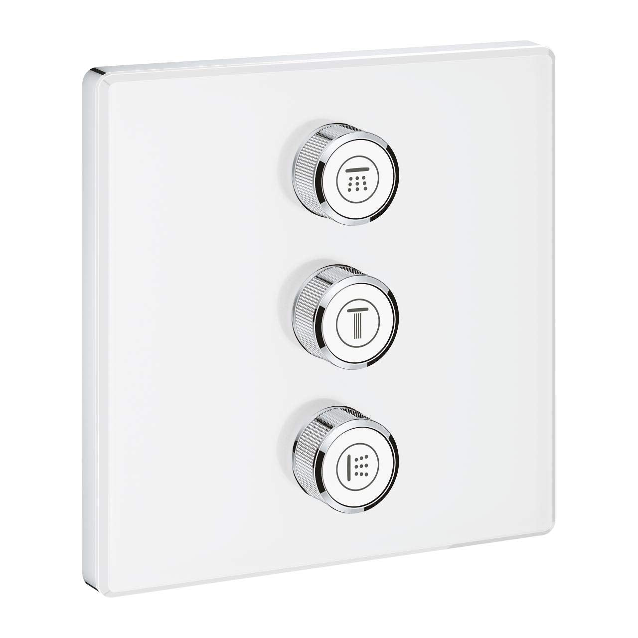 Grohe Grohtherm Smartcontrol 3-fach Unterputzventil - 29158LS0. Helle, rechteckige Platte regelt 3 Wasserverbraucher in Dusche/Wanne.
