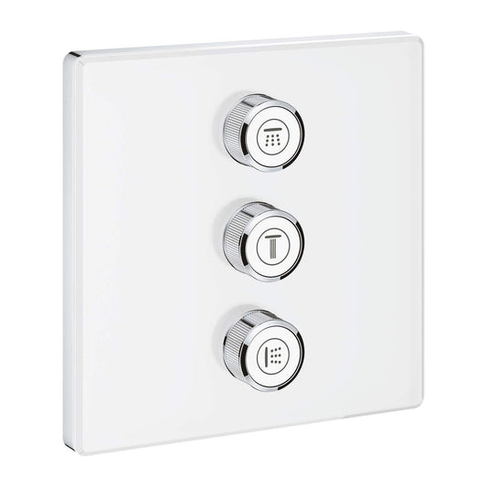 Grohe Grohtherm Smartcontrol 3-fach Unterputzventil - 29158LS0. Helle, rechteckige Platte regelt 3 Wasserverbraucher in Dusche/Wanne.