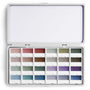 Fuumuui Aquarellfarben Set, 24 deckende Farben mit Mischpalette – halbfeuchte Farbnäpfchen in gedeckten Grautönen