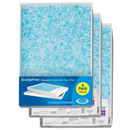 PetSafe ScoopFree Ersatzschale mit Kristall-Katzenstreu, 3er-Pack, Kunststoffschale mit blauem Silikatstreu