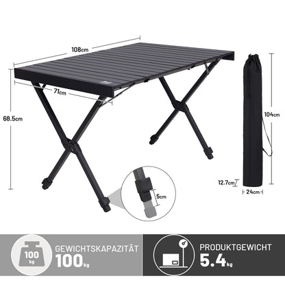 TIMBER RIDGE Campingtisch klappbar höhenverstellbar Aluminium schwarz