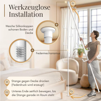 LOBUX Garderobenständer Teleskop, 5 Haken, weiss, 110-310 cm