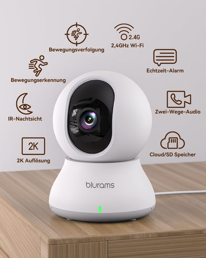 blurams Überwachungskamera Innen WLAN 2K 360° - 2er Pack