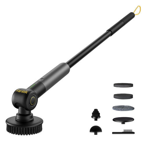 Fanttik Flip G9 Pro Elektrische Reinigungsbürste, IPX7, Schwarz – schwarzes Gerät mit ausziehbarem Griff und Bürstenkopf