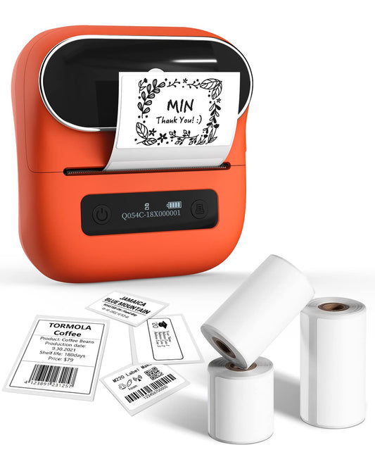 Phomemo M220 Tragbarer Thermo Etikettendrucker - 3 Zoll. Kompakter, schwarzer Drucker. Druckt drahtlos 3 Zoll breite Etiketten für Versand, Lager.