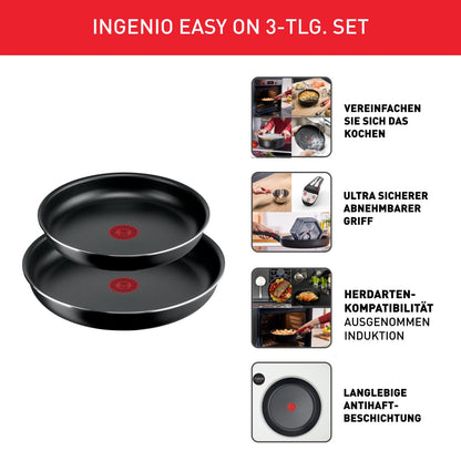 Tefal Ingenio Easy On Pfannenset 3-tlg., 24/28 cm, abnehmbarer Griff