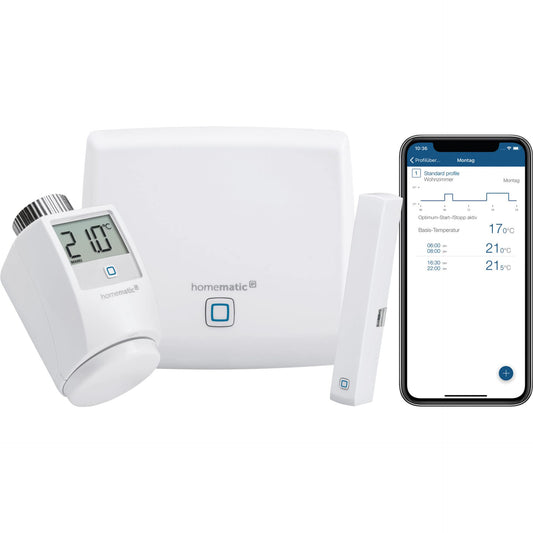Homematic IP Smart Home Raumklima Set – Heizung 142546A0: Weiße Smart-Home-Geräte. Regelt Heizung automatisiert via Heizkörperthermostat, Fensterkontakt.