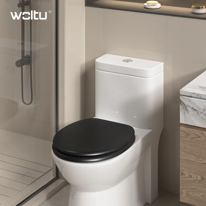 WOLTU WC-Sitz mit Absenkautomatik, Softclose, MDF Holzkern, oval